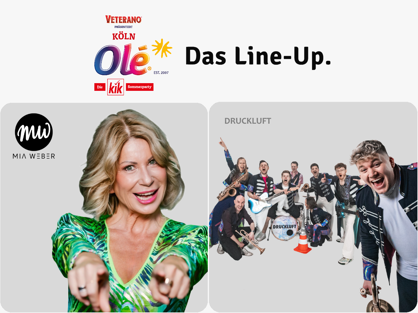 Köln Olé Line-up mit Mia Weber und der Band Druckluft