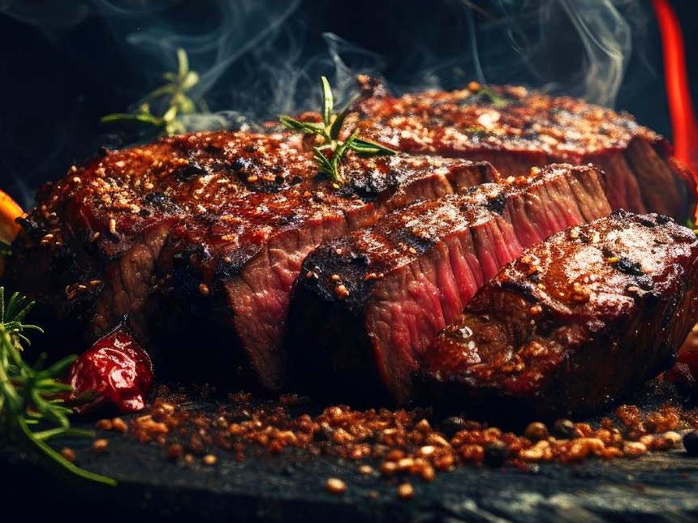 Saftig gegrillte Rindersteaks mit Rosmarin