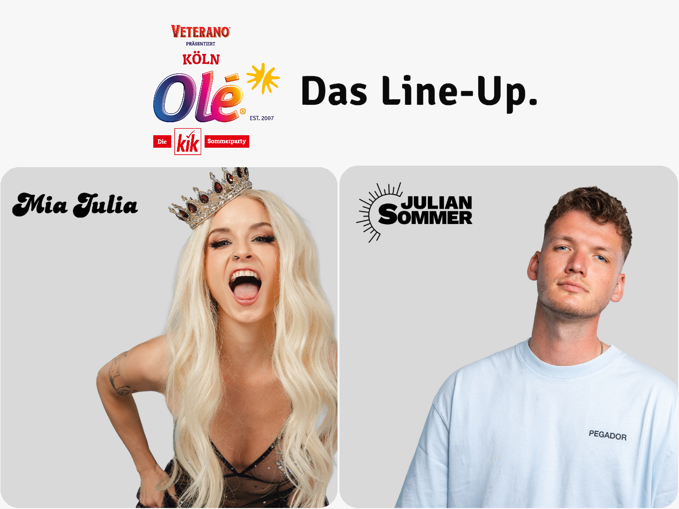 Köln Olé Line-up mit Mia Julia und Julian Sommer