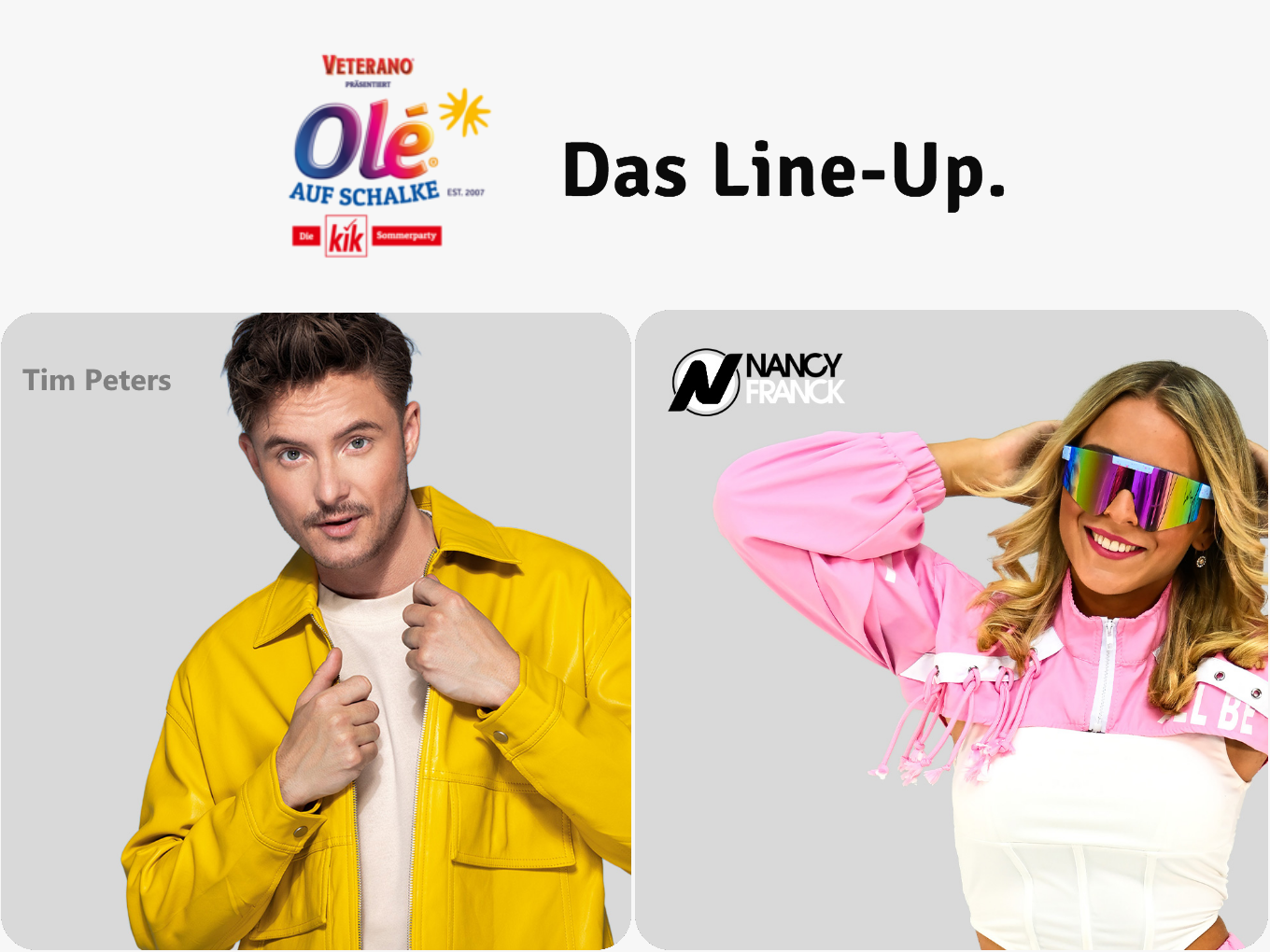 Tim Peters und Nancy Franck im Line-Up