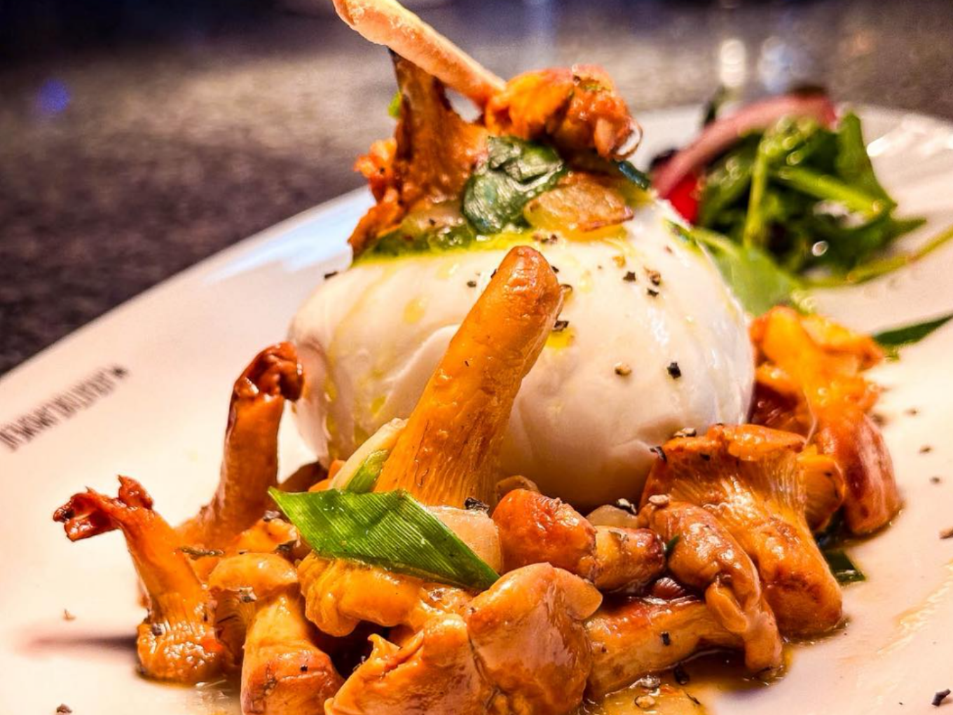 Burrata mit gebratenen Pfifferlingen und frischen Kräutern
