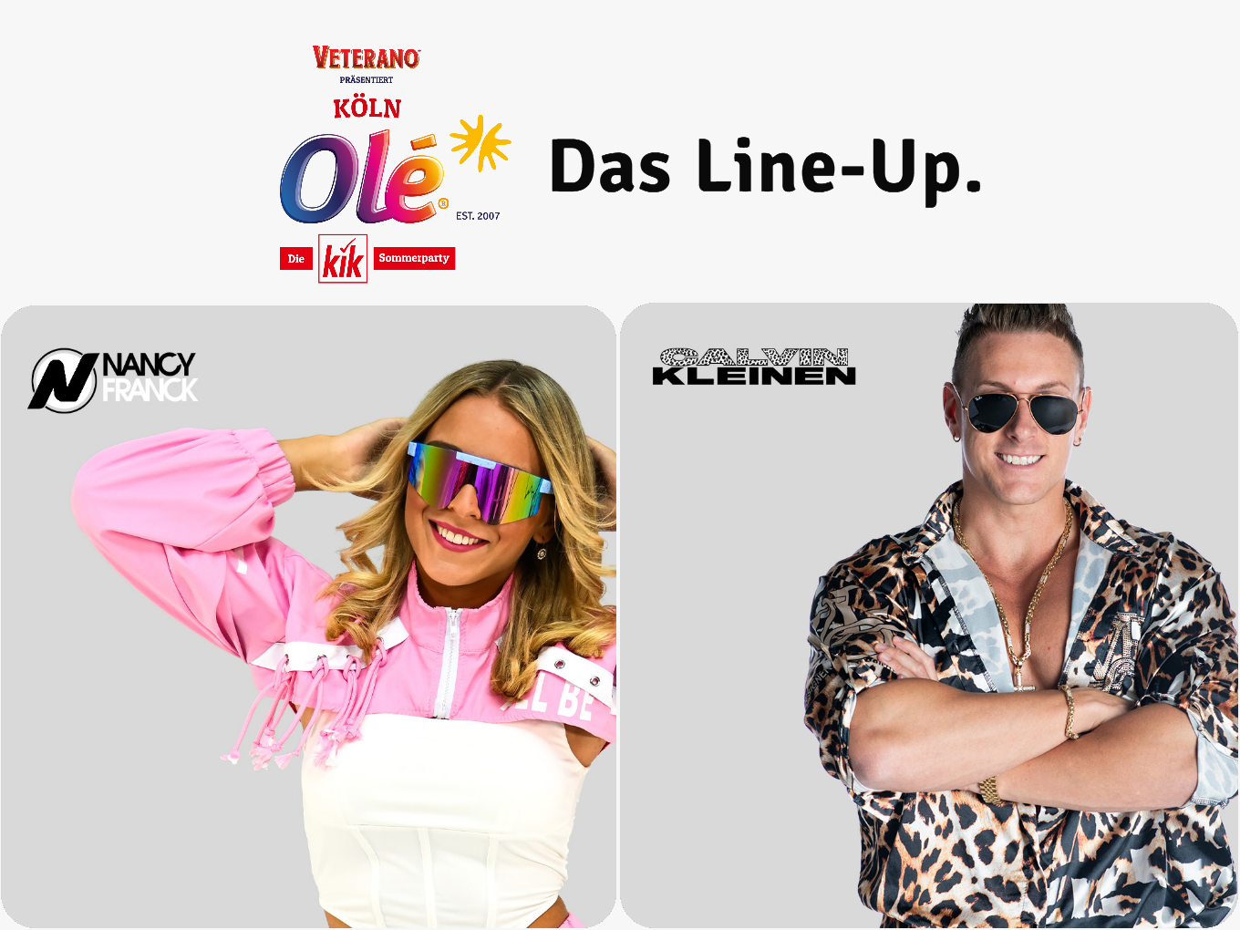 Köln Olé Line-up mit Nancy Franck und Calvin Kleinen